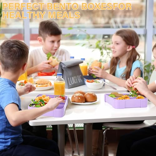 Sprifityy Brotdose Kinder mit Fächern,1330 ml auslaufsichere Lunchbox, geeignet für Schule,Picknick,Reise-Lunchbox,geeignet für Erwachsene, Mädchen & Jungen, mikrowellen-/spülmaschinenfest (Lila)