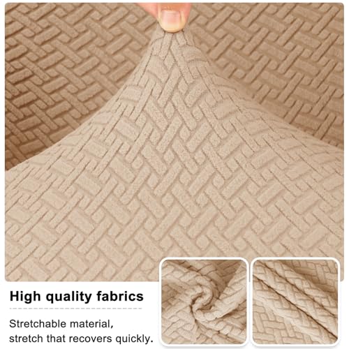 Lellen Stretch Wingback Chair Cover Slipcover - Reusable Wingback Side Chair Slipcover,Dining Chair Covers,Arm Protector Seat Covers for Dining Room Banquet Home Decor(Taupe, 4PC) - Image 5