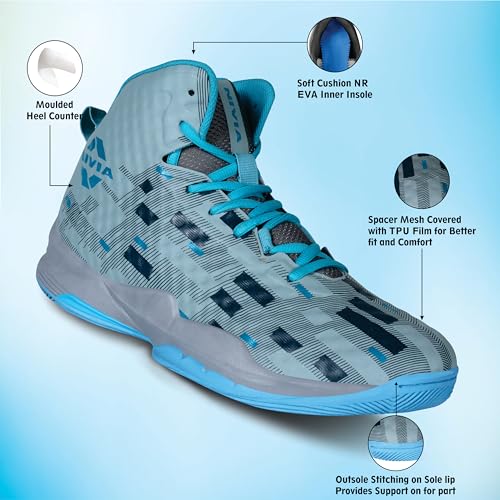 Image of Nivia Engraver 2.0 Basketball Court Shoes for Men,Durable Rubber Sole, Indoor & Outdoor Court Shoes, Soft Cushion NR EVA Inner Insole, High-Performance Footwear for Basketball Enthusiast