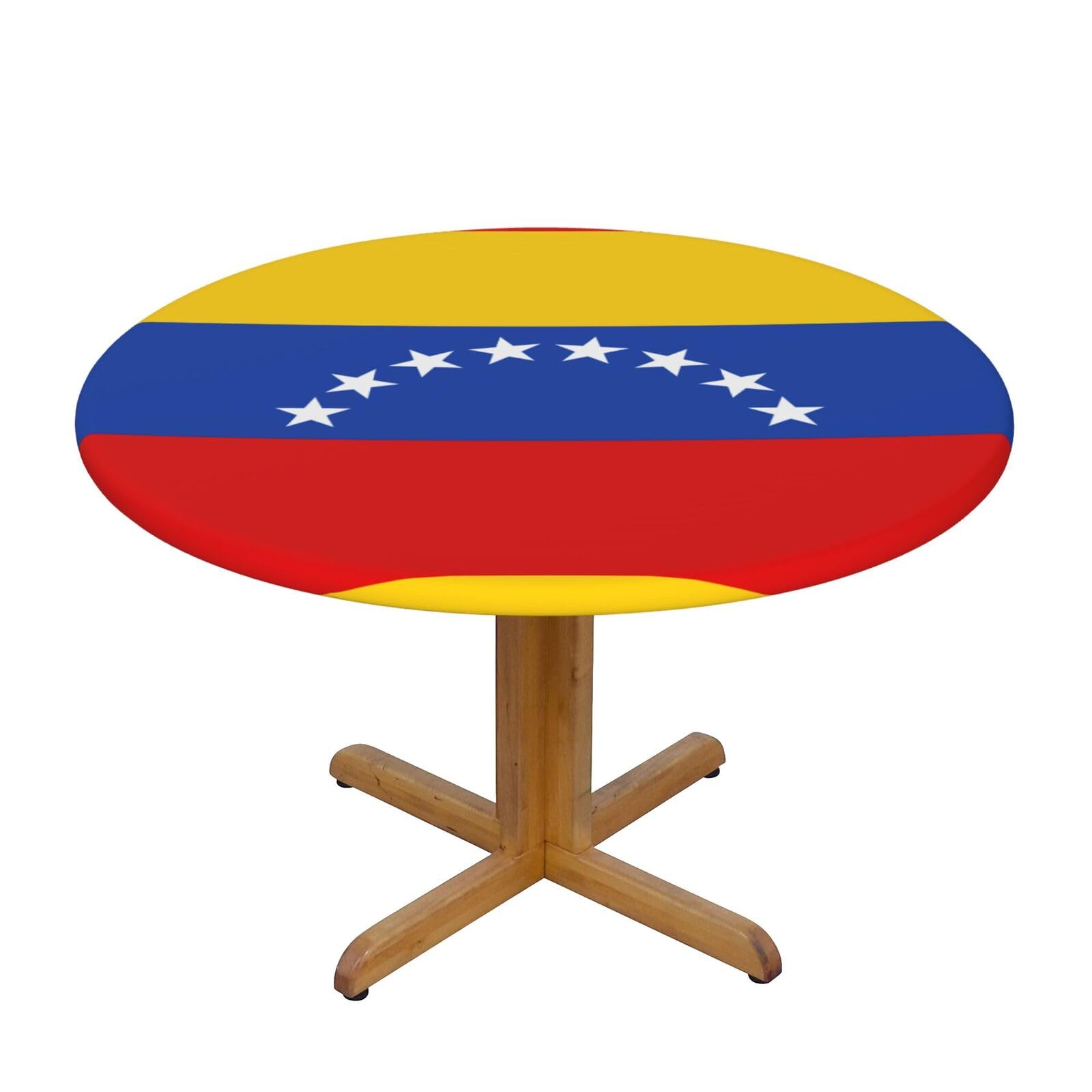 Ffshkowe Flag Of Venezuela Elastic Round Tablecloth Oil Proof Table Cover For Dining Party Picnic