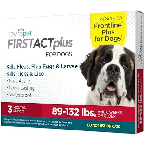 FirstAct Plus Flea Treatment for Dogs, Extra Large Dogs 89+ lbs, 3 Doses, Same Active Ingredients as Frontline Plus Flea and Tick Prevention for Dogs Cover
