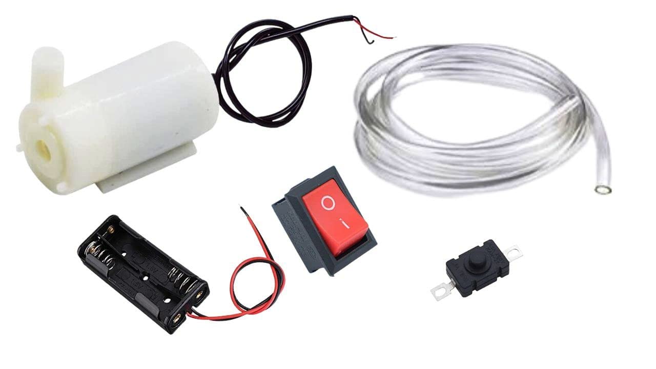ERH India DC 6v Mini Water Pump Cell Holder Kit Motor for Aquariums and Fish Tanks, Water Fountains, Medical Devices etc.