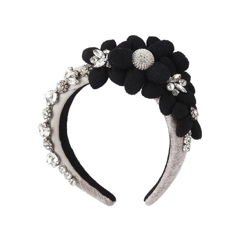 Fascia for Capelli Intrecciata, Fasce for Capelli, Applicazioni di Fiori for Ragazze e Donne, Fasce for Capelli in Spugna, Accessori for Capelli Personalizzati da Viaggio for Feste(Gray)