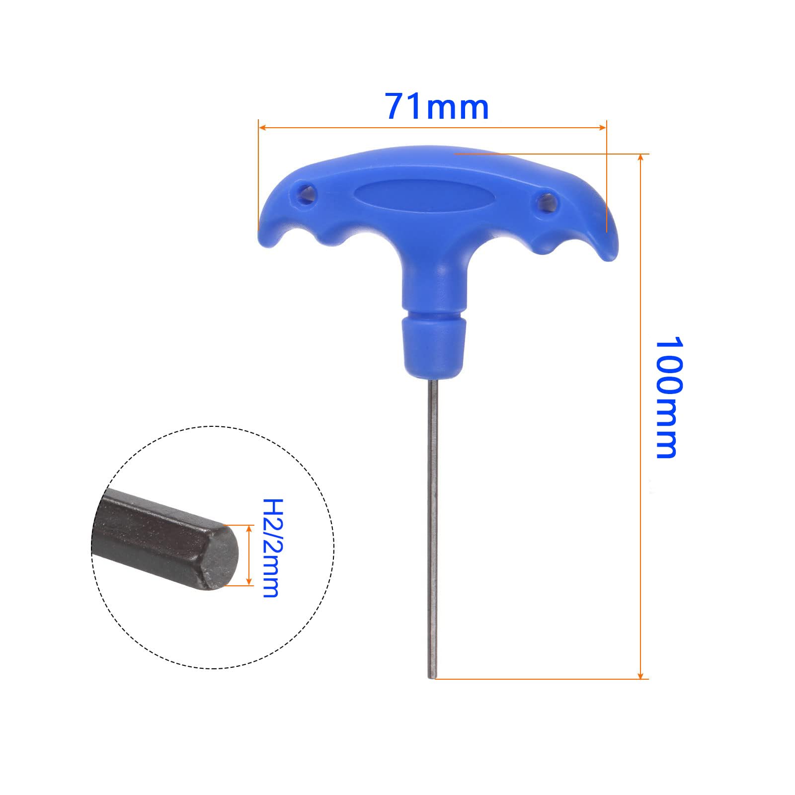 Unifizz H2 T-Handle Hex Key Wrench 2mm S2 Steel Allen Key Spanner Repair Tool 2 Pcs - Image 2