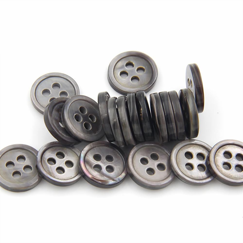 Grau Natürliche Muschelknöpfe 4 Löcher 100 Stück/Packung Nähknopf 9mm/10mm/11mm/12mm/15mm/18mm/20mm/23mm/25mm (Grau Natürliches Muschel 4 Löcher - 25mm)