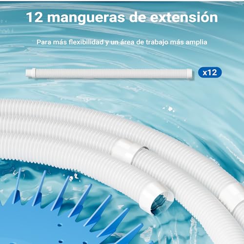 Miniatura 7 de Limpiafondos De Piscinas Automático Incluye 12 Mangueras Aspirador Limpiador De Suelos De Piscinas
