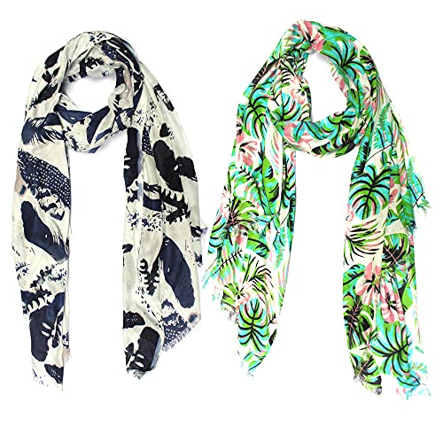 Image of Women's Trendy floral Printed Rayon Stoles Multicolour (Pack of 2)