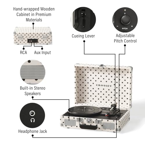 Image of Crosley CR8005F-WPK Cruiser Plus Record Player, White Polka Dot