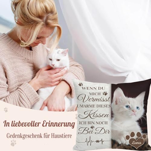 Alienc Personalisierbares Gedenkkissen für Hund oder Katze – Erinnerungs-Geschenk bei Verlust eines Haustiers – Optional mit Füllung – Personalisiertes Trauerkissen