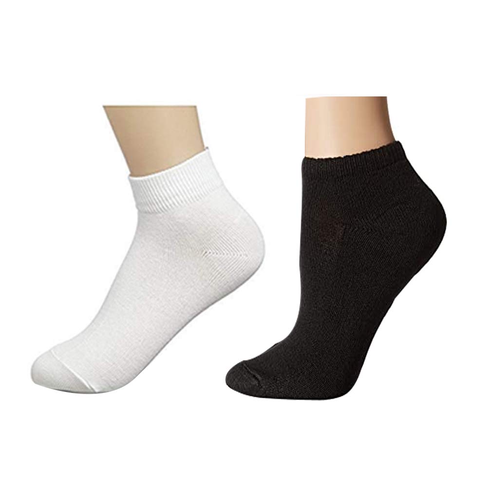 Men's & Women's Plain Cotton Blended Ankle Socks (White & Black)-(Pack of 2)-image-29