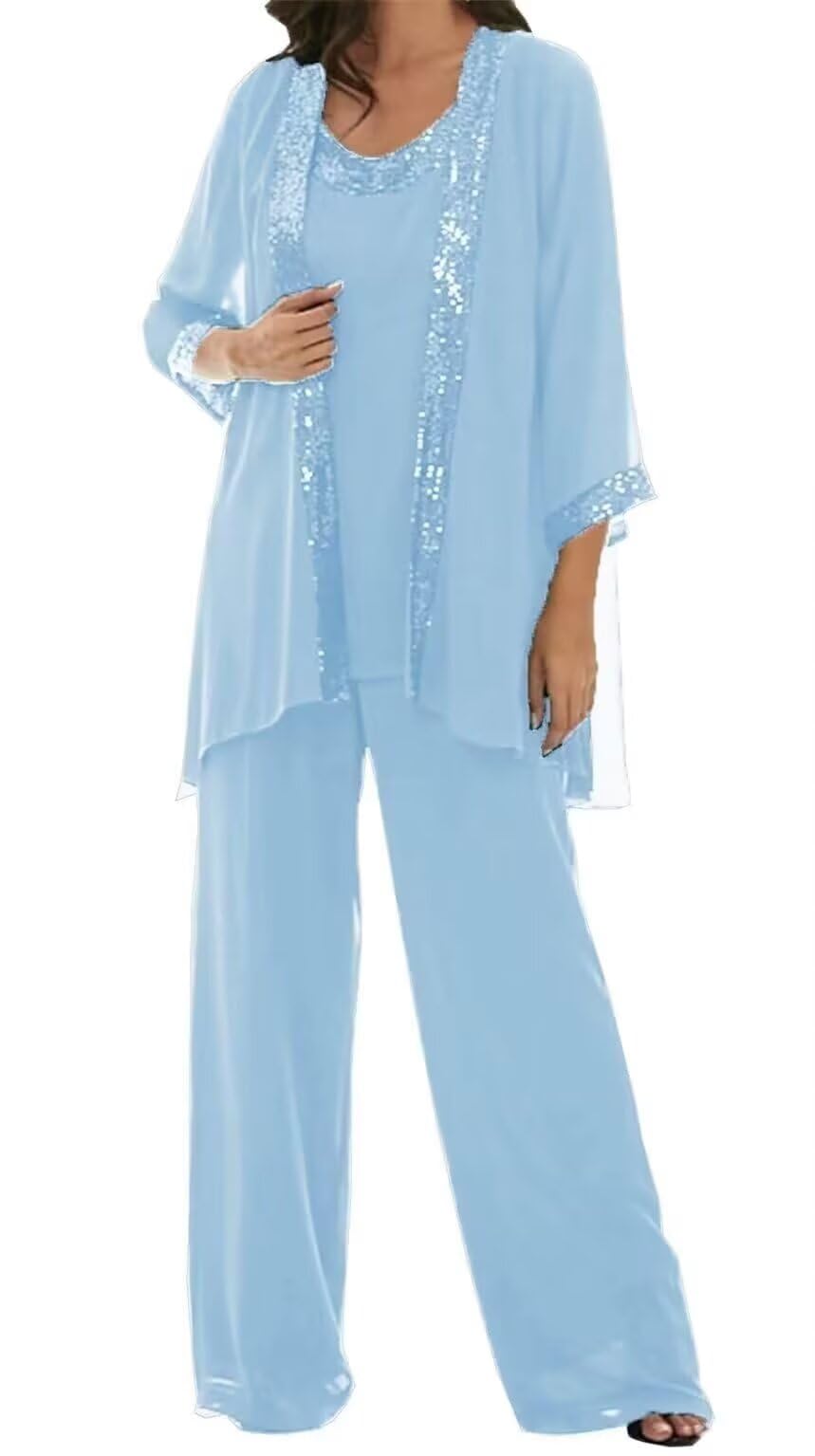 Mother of The Bride Pantsuit for Wedding Chiffon Jumpsuit Dressy Womens Dresses Formal Outfit