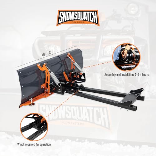 SNOWSQUATCH UTV Snow Plow System 60-72 Inch Adjustable Steel Blade Universal Mount Kit - Thumbnail 3