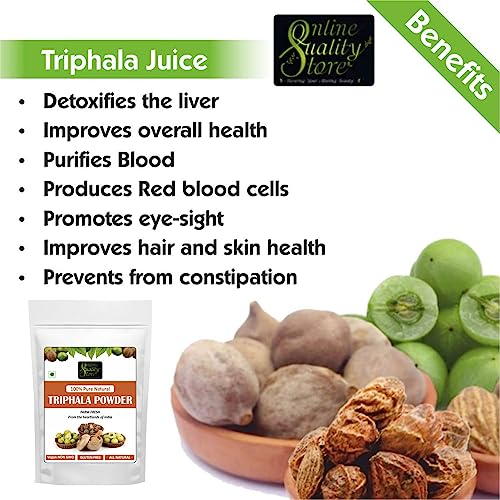 Image of Online Quality Store Triphala Powder - 100g for eating, hair and skin, churna powder of Amla , Behada , Harada