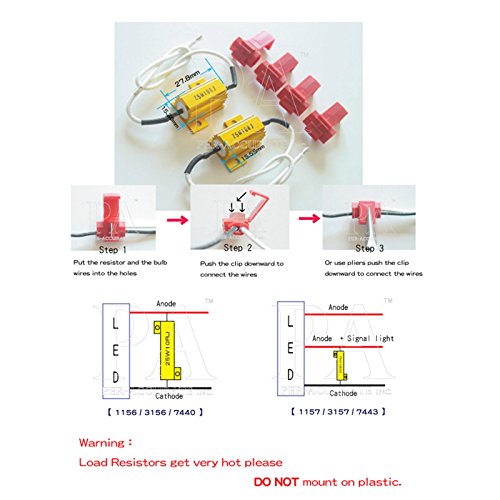 PA LED 2x25 Watt 10 Ohm LED Bulbs Gold Load Resistor Fix Kit