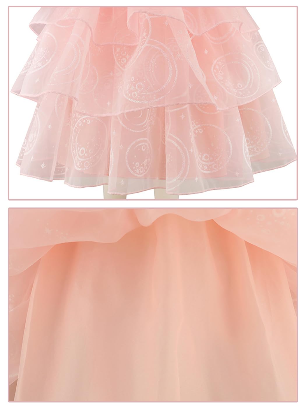 Bambina Glinda Cosplay Costume con Accessori Abito da Principessa Wicked Strega Glinda Costume Abito da Sera Rosa Natale Halloween Carnevale Party Stage Performance Cosplay Ragazza 110-160