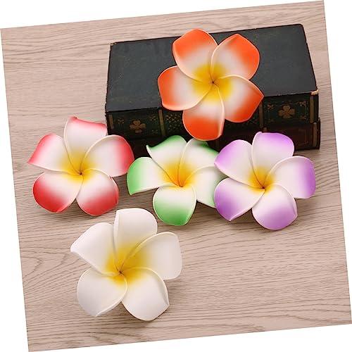 Pince à cheveux fleurs hawaïennes POPETPOP en mousse, lot de 36 clips plumeria blancs et violets - 4
