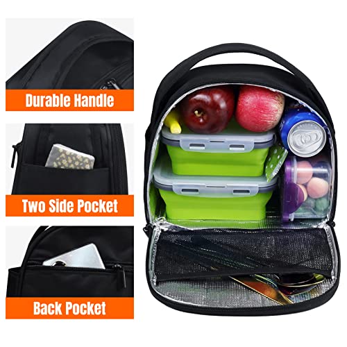 Gloppie G102-BK Insulated Lunch Bags Lunch Box Cooler Bags Black Lunch Tote Bag thumb #3
