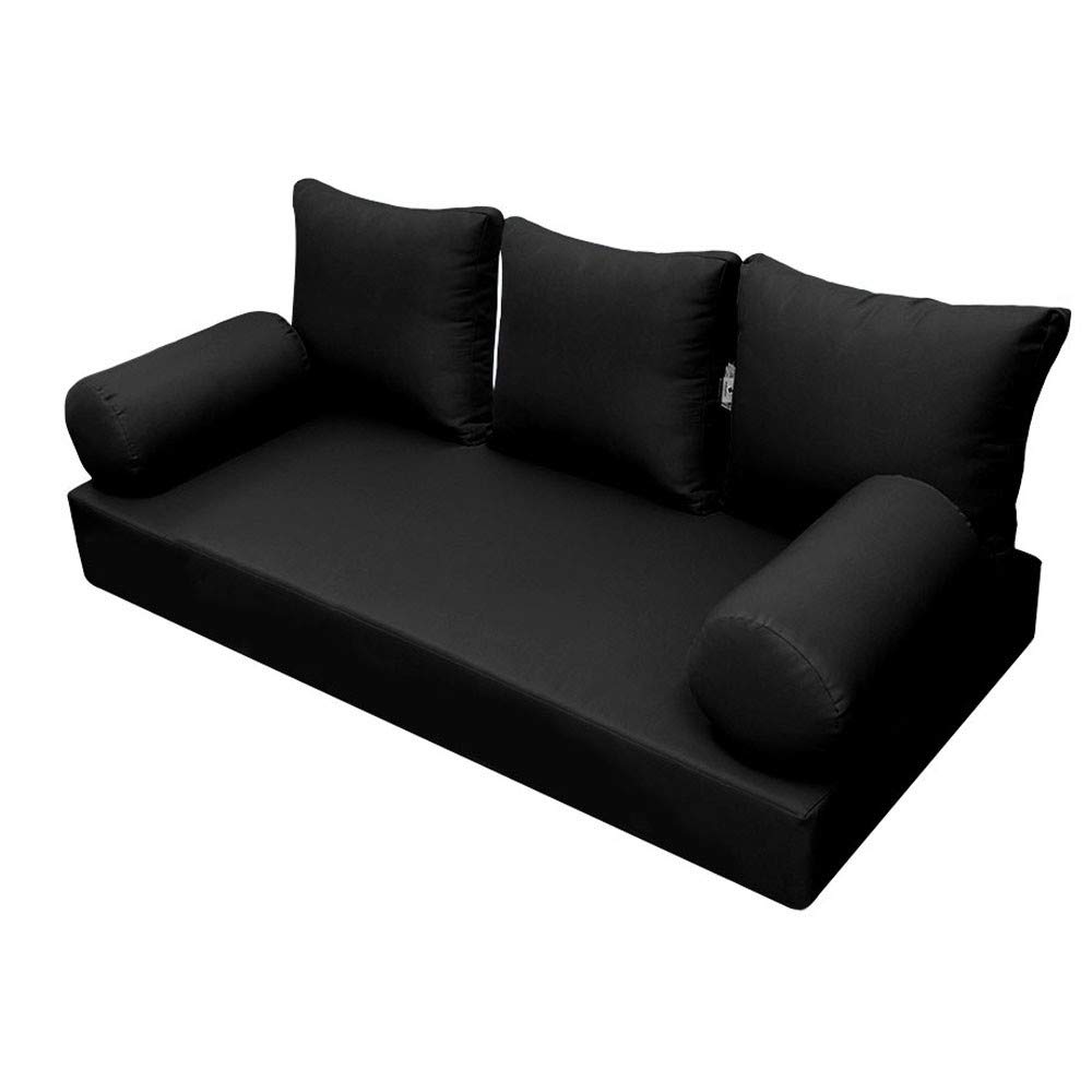 Prolinemax Style 3 - Mattress & Pillow Bolster Cushion for Outdoor Indoor Daybed Porch Swing Bed Knife Edge Twin Size AD109 | Covers ONLY |