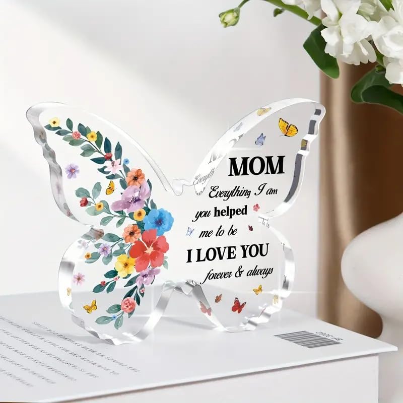 Targa A Forma Di Farfalla Per Mamma – Regalo Personalizzato Per La Festa Della Mamma, Compleanno O Natale – Piatto In Acrilico Con Frase D’amore