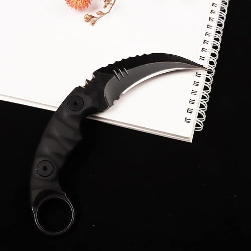 Miniatura 4 de Masalong Garra de supervivencia para exteriores, cuchillo táctico dentado, cuchillo de doble filo con hoja afilada y fija con vaina