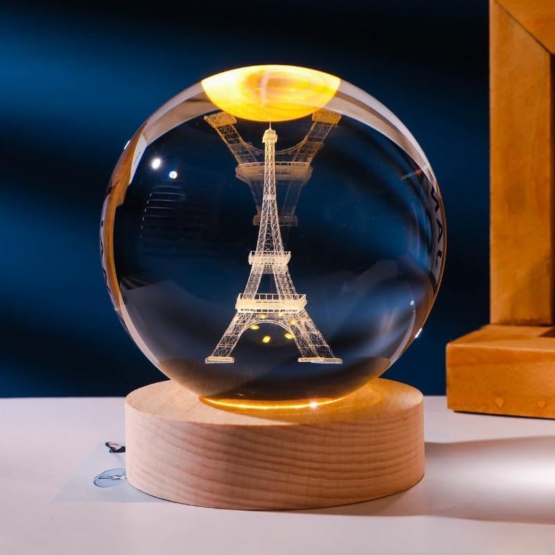 CPENSUS 3D Galaxy Crystal Ball Night Lamp,Solar System, USB Table Colorful LED Wooden Crystal Ball for Home Decoration Birthday Gift for Teens Boys and Girls (Effel Tower) (B0DJ2Z96DS) Amazon Price History, Amazon Price Tracker