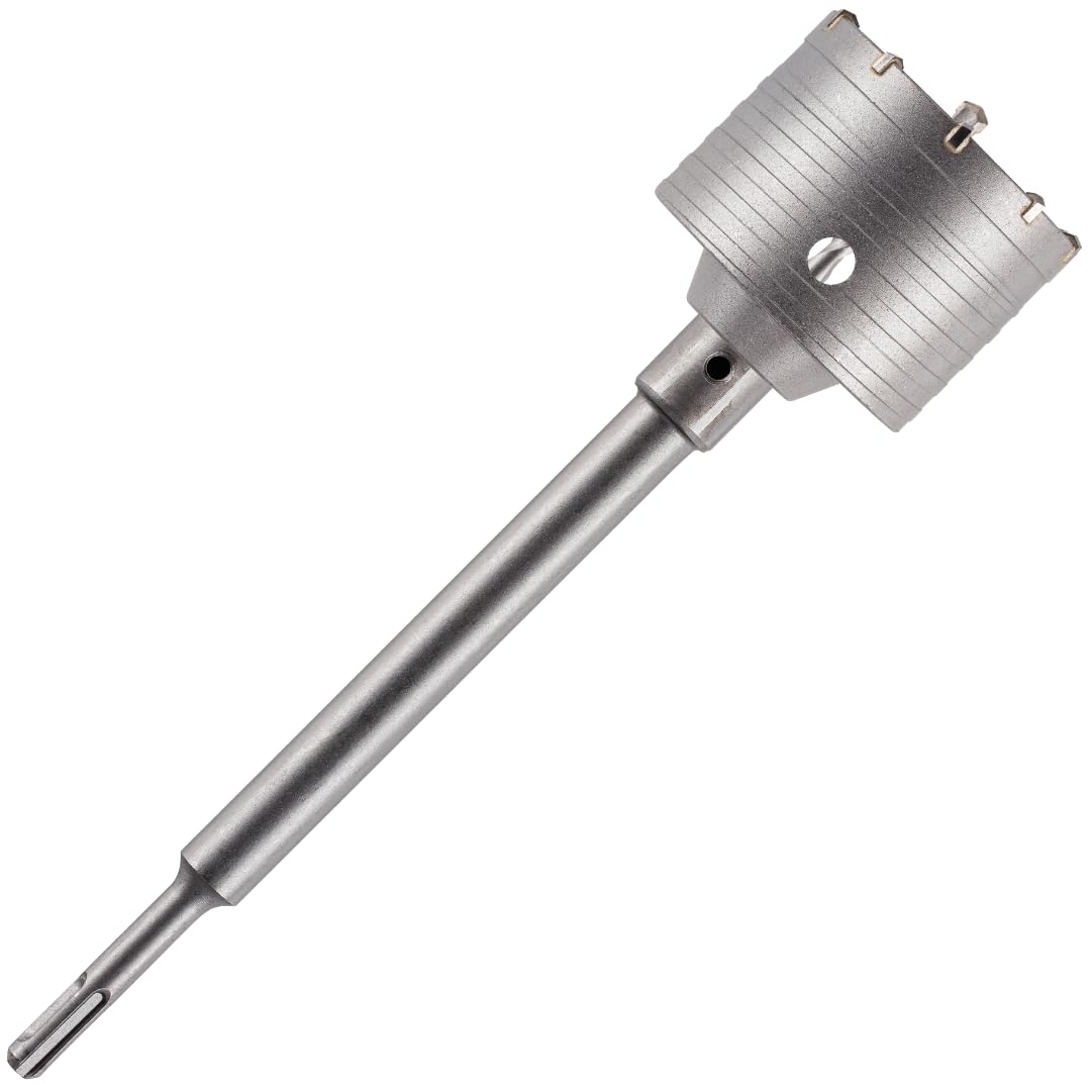 75mm TCT Core Drill Bit + SDS Adapter + Tungsten Carbide Tipped Pilot Drill For Concrete, Masonry, Brick, Aerated Block Etc. Concrete Hole Saw Wall Drill Bit Set With 240mm Long SDS Extension Bar