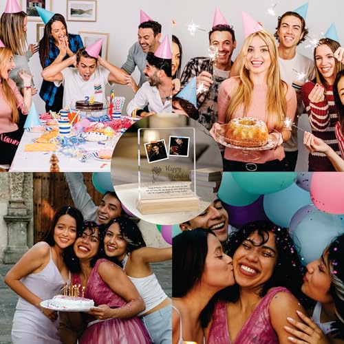 Image of Giftplease Personalized Happy Bithday Photo Plaque with Photo | Custom Friendship Gift with Wooden Stand | Best Friend Birthday Keepsake for Him or Her CS 01