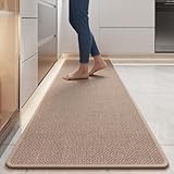 YDKGL Durable Non-Slip Kitchen Mats,Kitchen Mats in Front of Sink,Quick Drying Mat for Kitchen Counter, 17x59 Brown Water and Oil Absorbent Runner Rugs for Kitchen