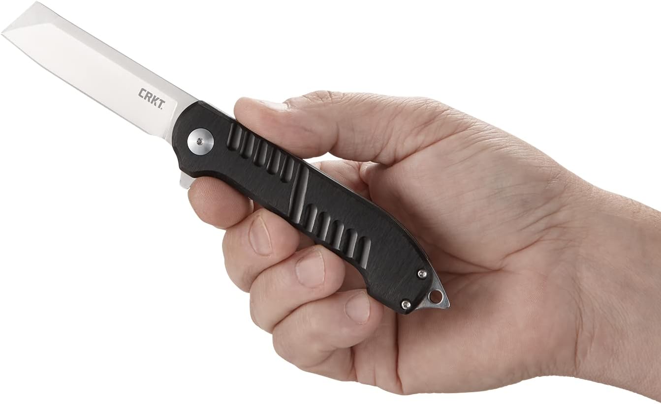 CRKT Razel GT Assisted Folding Knife with Liner Lock: Stainless Steel Plain Edge Blade, Aluminum Handle, Pocket Clip, 4031