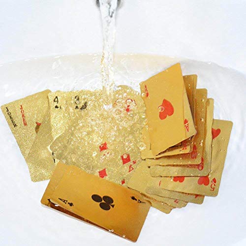 Image of Awestuffs Golden Foil Poker Playing Cards, 100 Dollar Design, Waterproof, Party Theme, Unisex Adult