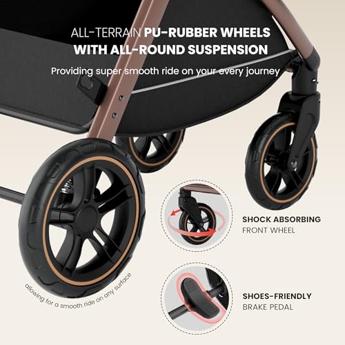 Image of Accombe 2-in-1 Convertible Baby Stroller for Newborn to Toddler | Skin-Friendly Breathable Fabric, All-Terrain Wheels for Smooth Ride, Adjustable Canopy with UPF50+ Protection