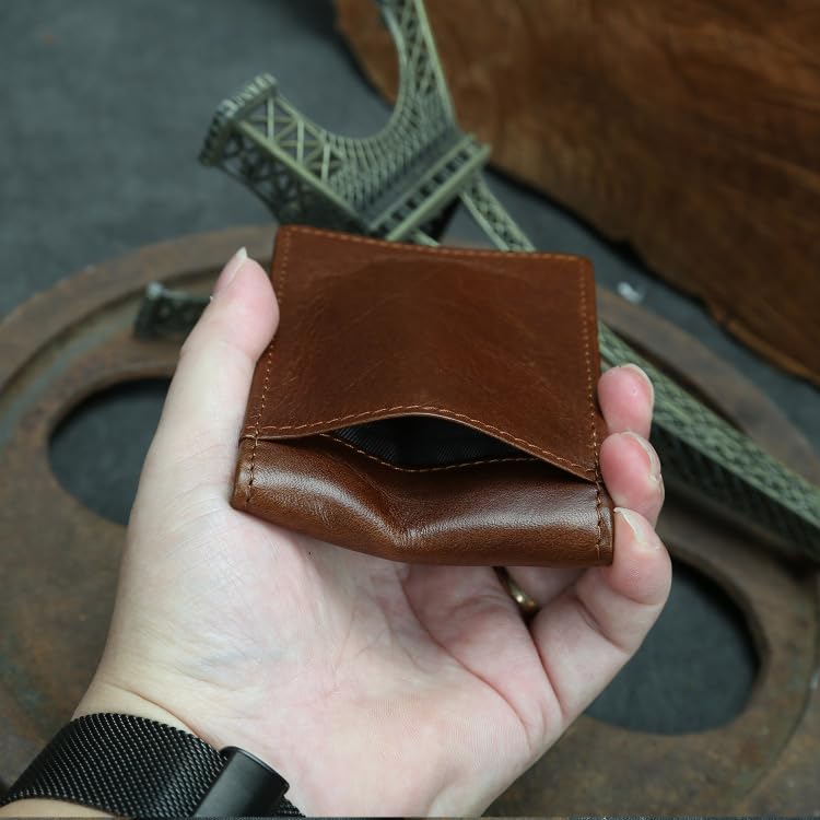 Men's Genuine Leather Wallet Ultra-Thin Driver's License Holder Integrated Document Organizer (Dark Brown)3