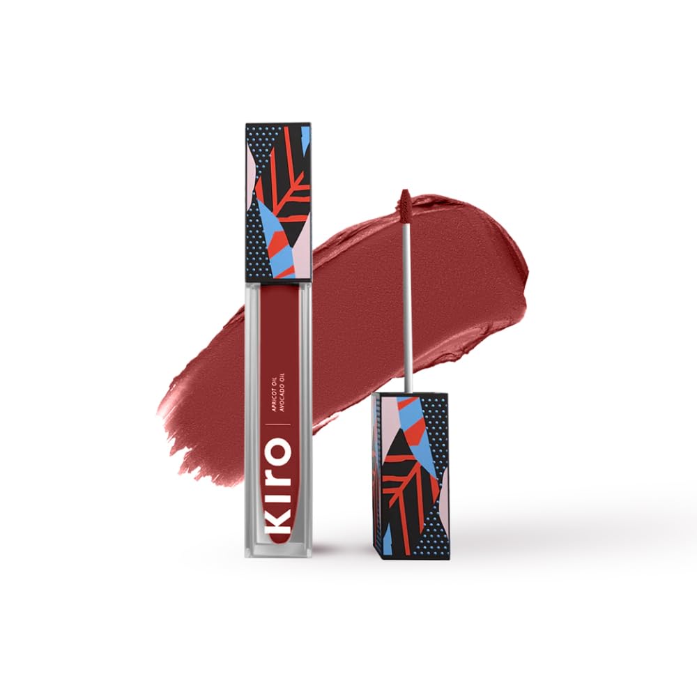 KIRO Non-Stop Airy Matte Liquid Lipstick - Sienna Rouge | Super-Pigmented, Long-Lasting & Lightweight | Waterproof, Smudge-Proof Formula Infused with Avocado & Apricot Oils for Nourished Lips | 5ml