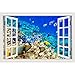Produktbild Mddjj 3D Wandaufkleber Abnehmbare Unterwasserwelt Fisch Decals Fenster View Wallpapers Für Wohnzimmer Kunst Aufkleber Startseite Diy Decor Familie 60X90 Cm 24X36 Zoll