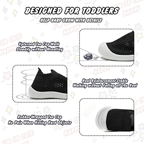Baby First Walking Shoes Size 4 Toddler Baby Girl Infant Soft Sole Non Slip Lightweight Causal Breathable Mesh Causal Velcro School Winter Sneakers For Baby Boy 12-18 6-12 Months(Black 12.5) 4T #TOP4