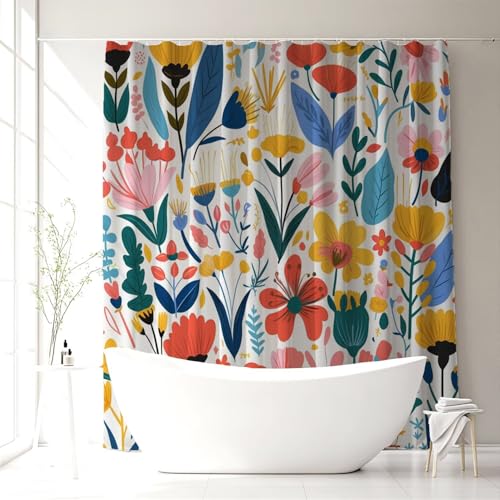 Rideau de douche fleur 100x120 cm en polyester imperméable pour baignoire - 3