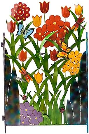 Colorful Metal 3-Panel Butterfly, Flower Garden Screen, Faux Privacy Fence Screen Artificial Reclaimed Hedges for Yard Landscape Protective Iron Folding Edge Barrier Fencing Panels…(11.8x7.48inch-C)