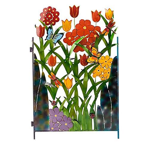 Colorful Metal 3-Panel Butterfly, Flower Garden Screen, Faux Privacy Fence Screen Artificial Reclaimed Hedges For Yard Landscape Protective Iron Folding Edge Barrier Fencing Panels…(11.8X7.48Inch-C) #TOP2