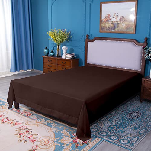 Image of NTBAY California King Microfiber Flat Sheet, 108 x 102, Dark Brown
