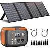 300W Portable Power Station 260Wh Outdoor Solar Generators Mobile Lithium Battery Pack 110V Outlet Solar Power Bank Camping Power Supply for Laptop with 60W Solar Panel