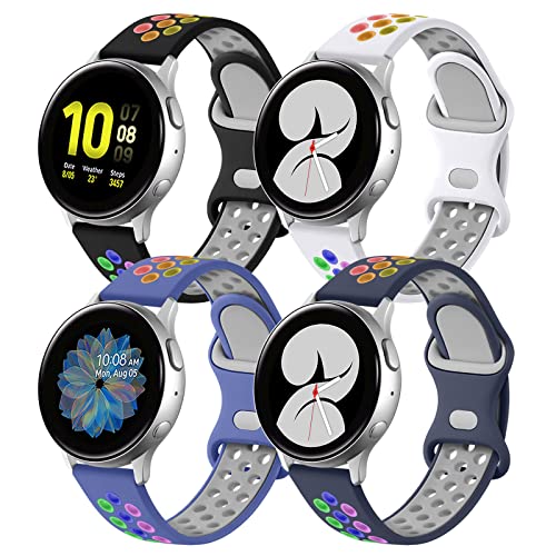 Lerobo 4 Pack Bands Compatible with Galaxy Watch 7 6 5 4 Band 40mm 44mm/Galaxy Watch 6 4 Classic 43mm 47mm 46mm 42mm/Watch 5 pro 45mm,Active 2 Band, 20mm Watch Band Soft Silicone Sport Band