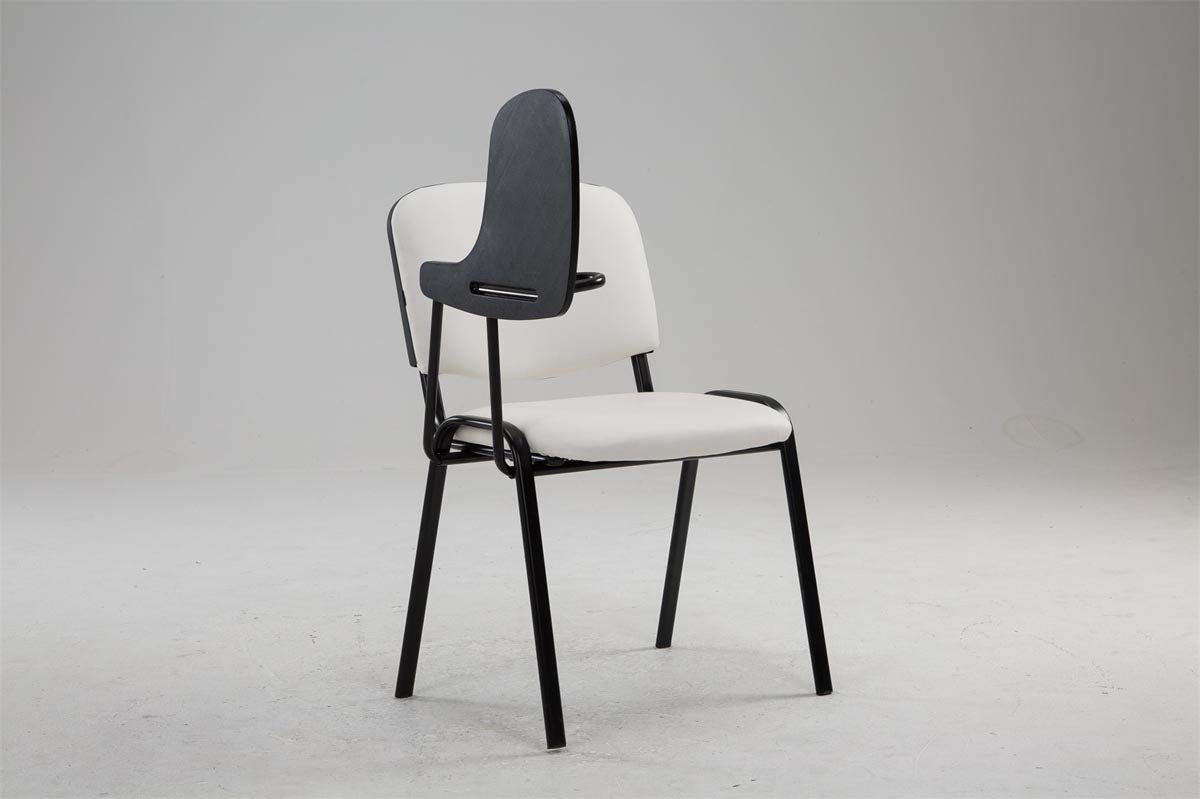CLP Chaise Visiteur Ken Similicuir et Tablette Rabattable I Chaise Salle de Conférence Stable Confortable Dossier et Assise Rembourrés I Couleur, Couleur:Blanc