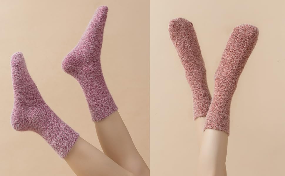 Image of SISOSOCK 5 Pairs Fuzzy Soft Cozy Comfortable Socks for Women, Casual Sleep Comfy Socks, Perfect Warm Winter Gifts for Women