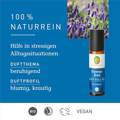 PRIMAVERA Duft Roll-On Stressfrei bio 10 ml - Lavendel - Aromaöl, Duftöl, Aromatherapie für unterwegs - beruhigend - vegan