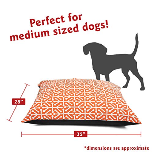Image of Majestic Pet Rectangle Medium Dog Bed Washable - Non Slip Comfy Pet Bed - Dog Crate Bed Super Value Pillow Dog Bed - Dog Kennel Bed for Sleeping - Dog Bed Medium Breed 35 x 28 Inch - Aruba Orange