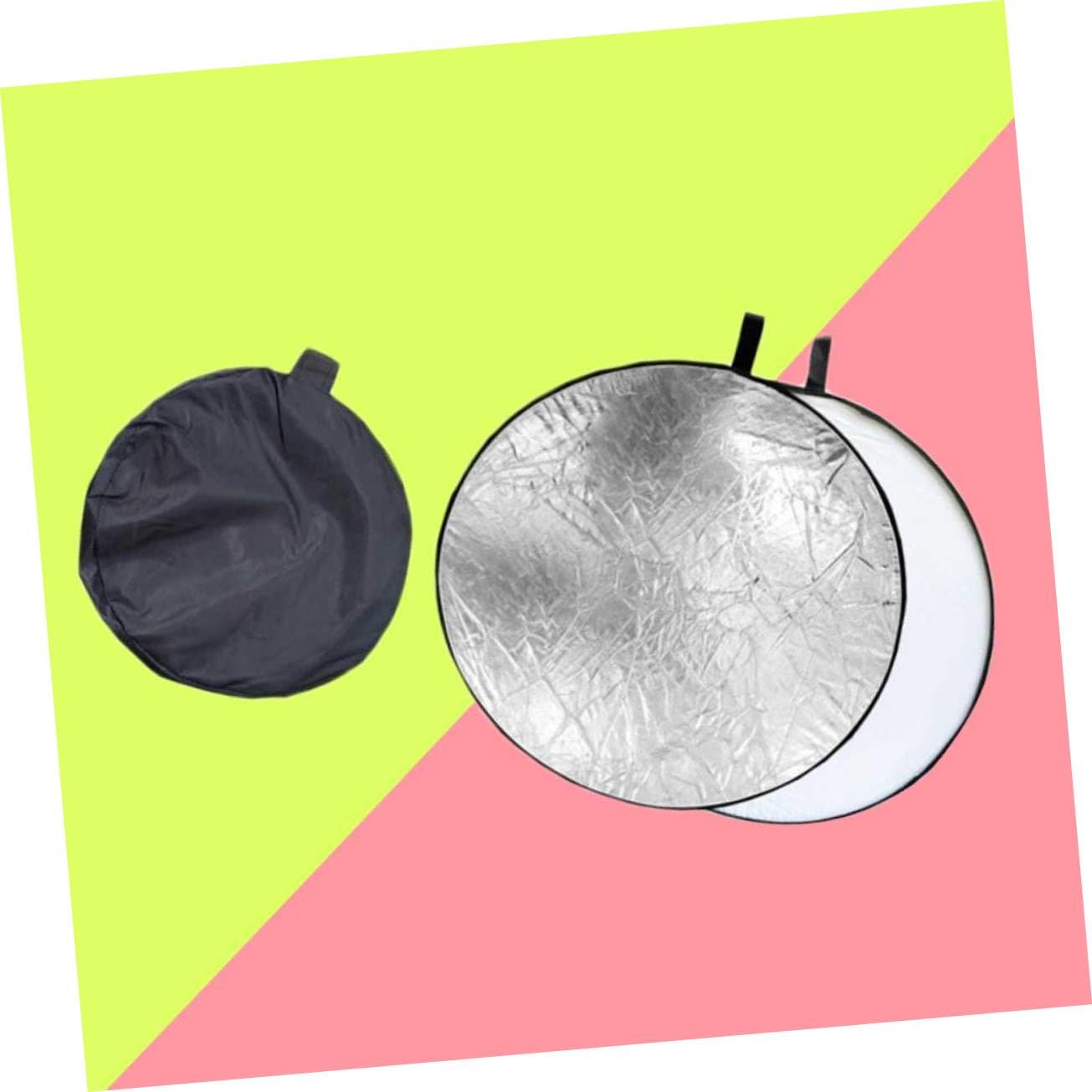 jojofuny Portable Round Photography Reflector Collapsible Silver and White Light Reflector for Enhanced Lighting in Photo Shoots and Video Recording