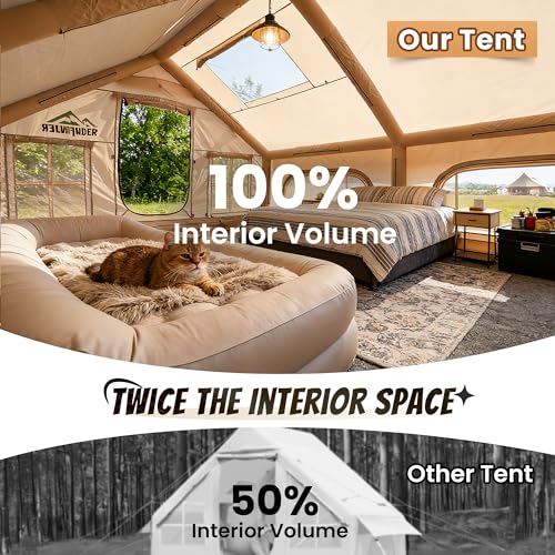 Image of WildFinder Inflatable Tent with Skylight, 5-Min Quick Setup Blow Up Tents with Pump, Heavy Duty Inflatable House, Waterproof Hot Tent with Stove Jack, Air Glamping Tents for Camping