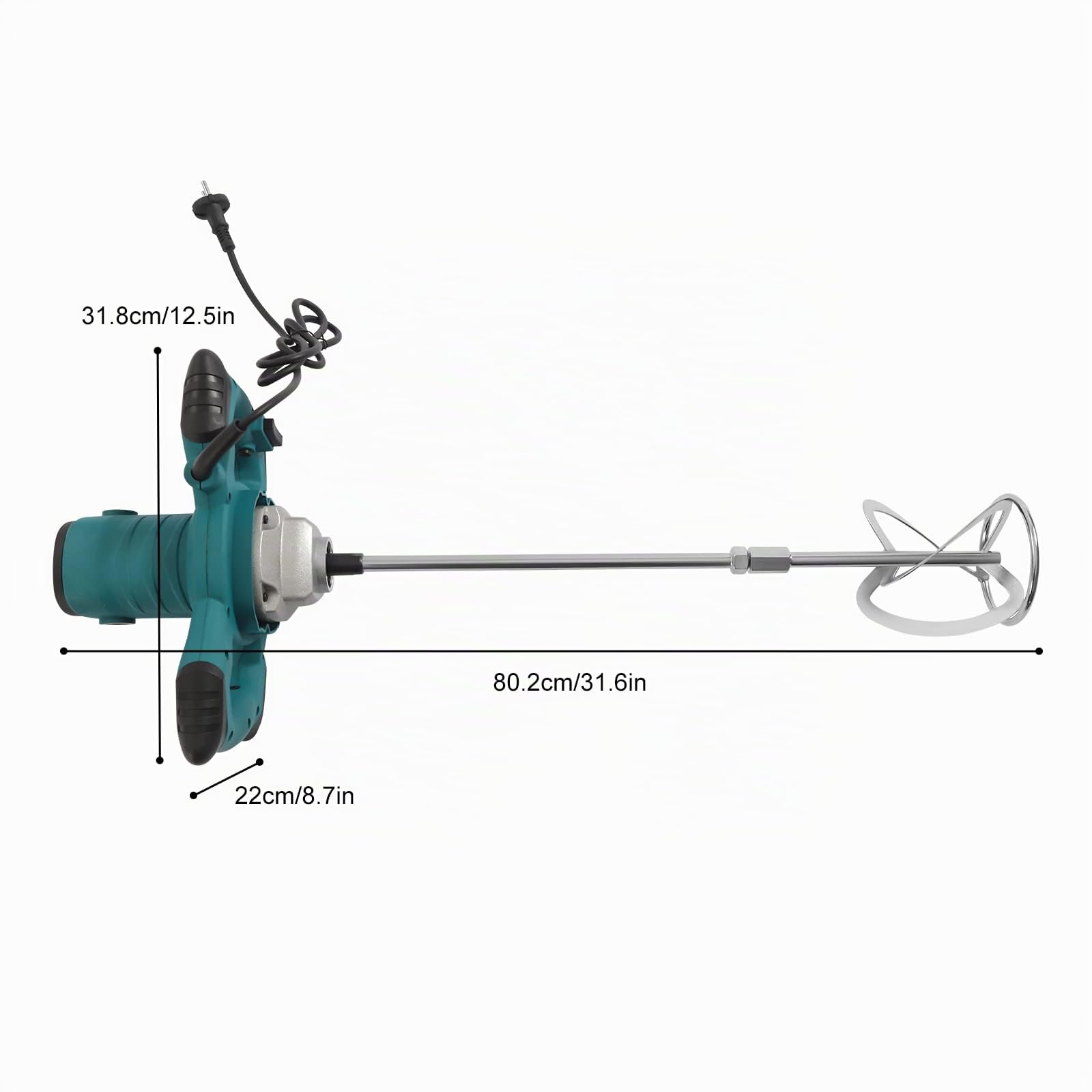 Agitador profesional de 2100 W con control de velocidad en 6 niveles, agitador manual para mortero, hormigón y pintura, adecuado para aplicaciones industriales, incluye remo para mezclar con