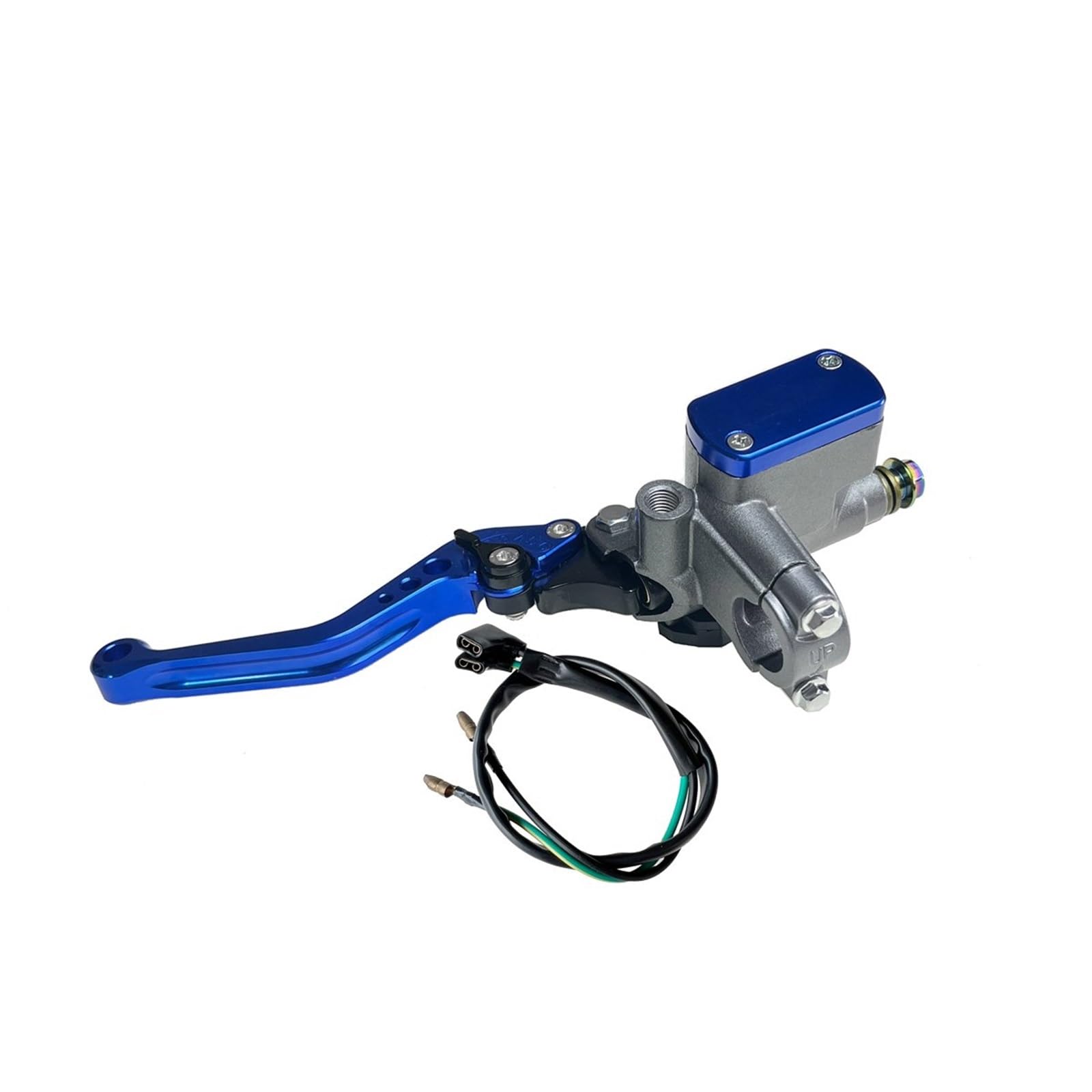 Ouvecr Blue Left Pump Motorbike Brake Levers Motorcycle Hydraulic Brake Pump Piston 14Mm Master Cylinder Lever Handlebar Grip Diameter 22Mm(Blue Left Pump)