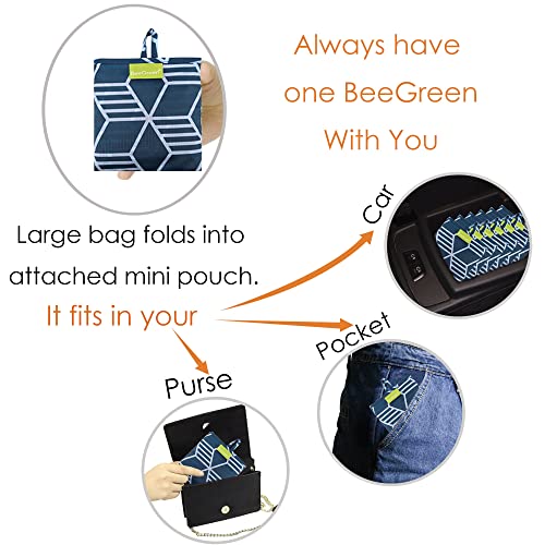 Beegreen Geometry Reusable Grocery Bags Bulk 12 Pack Reusable Shopping Bags Extra Large 50Lbs Heavy Duty Ripstop Nylon Foldable Tote Bags Machine Washable Polyester With Handles For Wholesale #TOP3